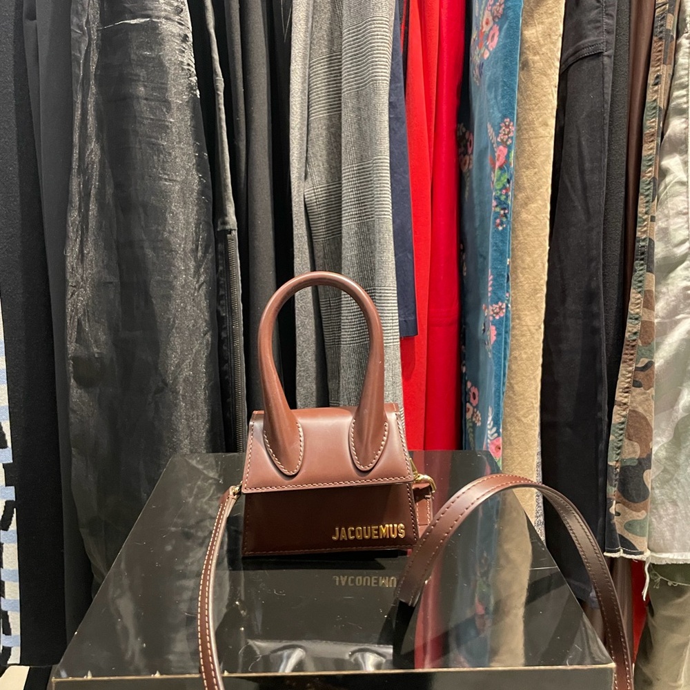 JACQUEMUS Le Chiquito Moyen Dark Brown Leather Bag NWT/EUC